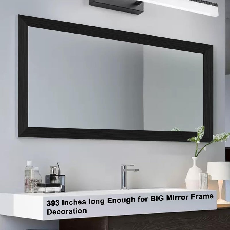 Alened Black Mirror Frame Border Peel and Stick Wallpaper, Mirror Tape Border Trim Removable Waterproor Wall Decor, Self Adhesive Bathroom Sticker 3.14" x 393" - Image 4